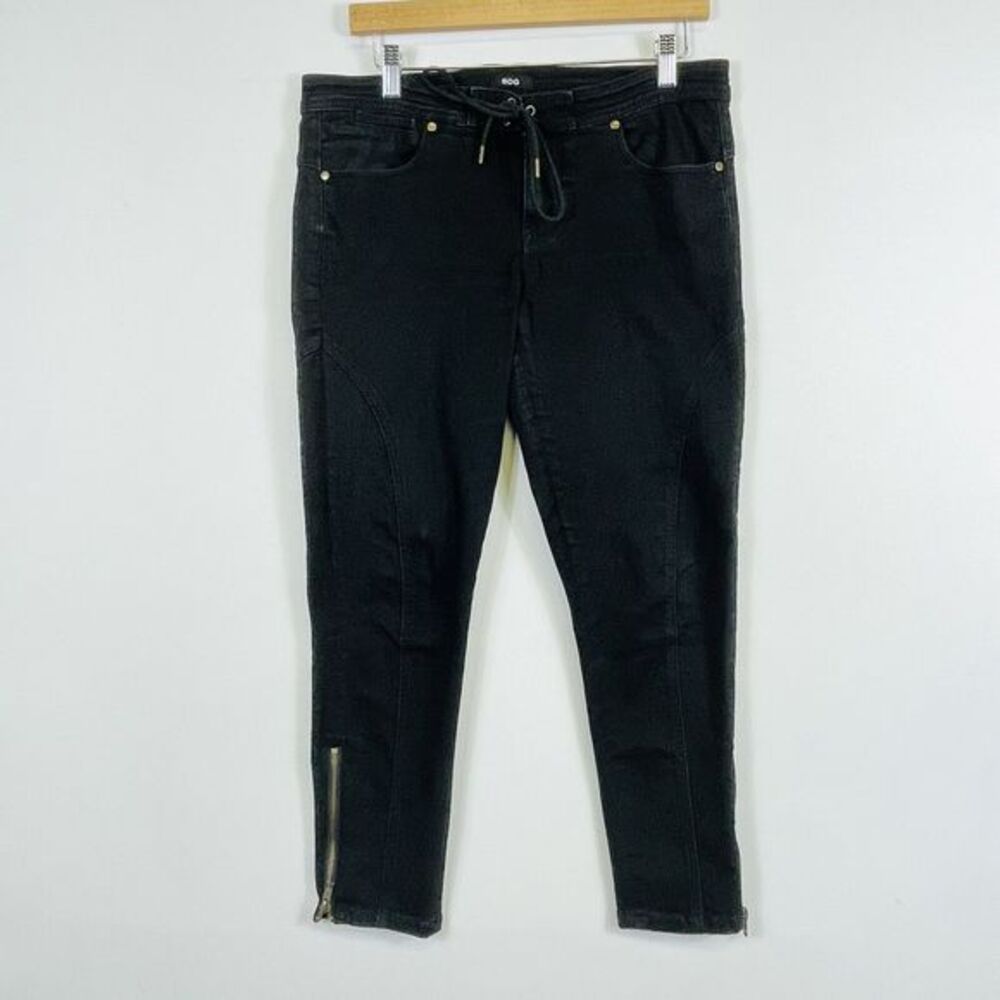 BDG Skinny Jeans Women Sz 29 Black Drawstring Lace Up Ankle Zip Moto Goth Grunge